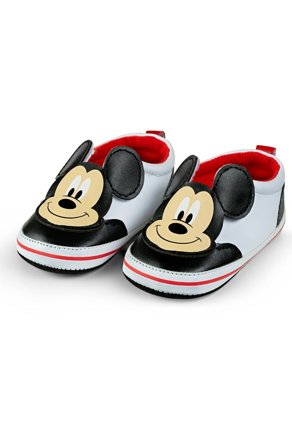 Mickey Mouse White Infant Shoes - Easy Velcro In and Out - Size 12-24 Months