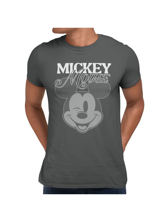 Mickey Mouse Winking Face Men's T Shirt (Charcoal, S-XXXL)