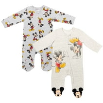 Disney Mickey Mouse Winnie the Pooh Baby 2 Pack Zip Up Sleep N' Plays Newborn to Infant