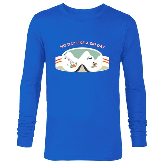 Disney Mickey Mouse Winter Skiing No Day Like a Ski Day - Long Sleeve T-Shirt for Men - Customized-Navy