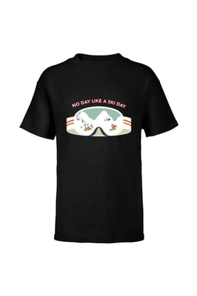 Mickey Mouse Winter Skiing No Day Like a Ski Day - Short Sleeve T-Shirt for Kids - Customized-Black