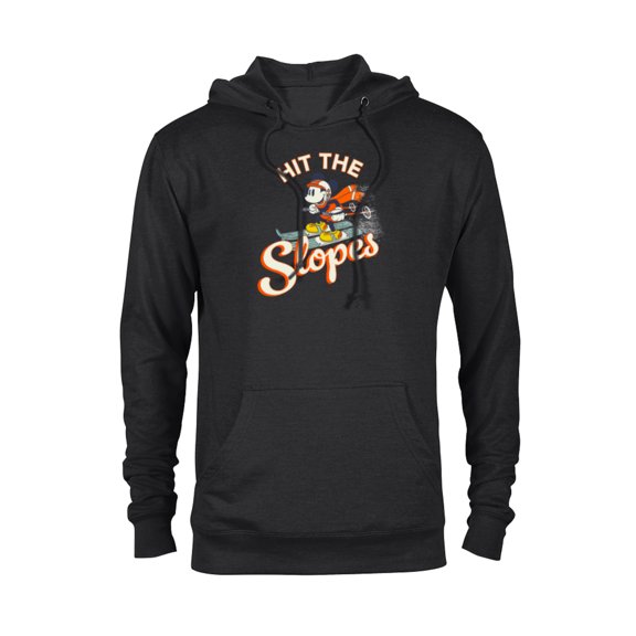 Disney Mickey Mouse Winter Sports Skiing Ski Hit the Slopes - Pullover Hoodie for Adults - Customized-Black