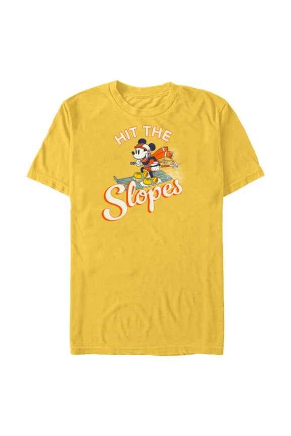 Mickey Mouse Winter Sports Skiing Ski Hit the Slopes - Short Sleeve Blended T-Shirt for Adults - Customized-Yellow