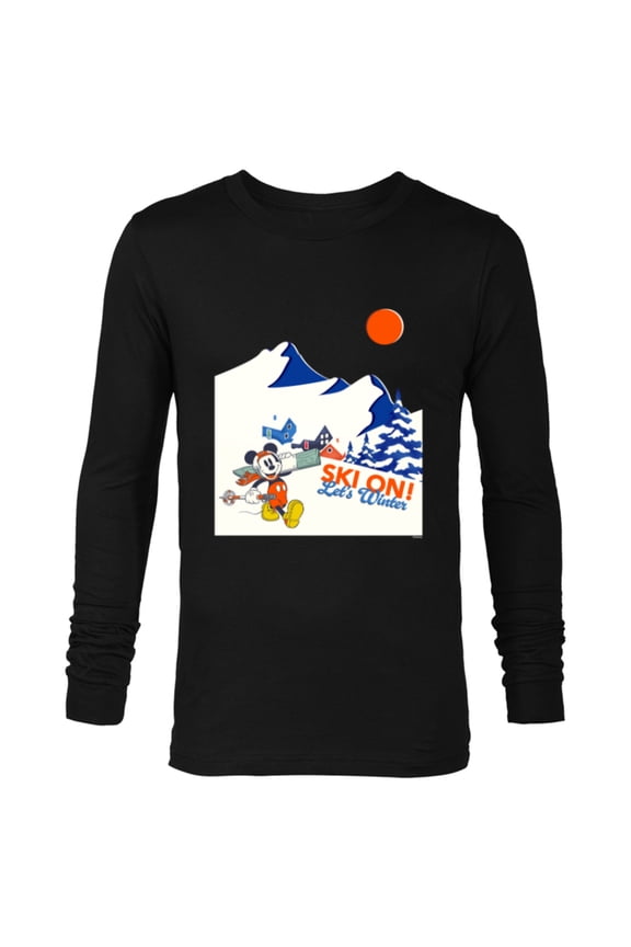 Mickey Mouse Winter Sports Skiing Ski On Let’s Winter - Long Sleeve T-Shirt for Men - Customized-Black