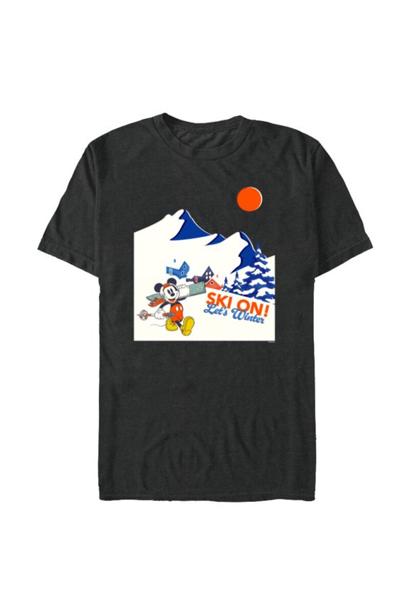 Mickey Mouse Winter Sports Skiing Ski On Let’s Winter - Short Sleeve Blended T-Shirt for Adults - Customized-Dark Heather
