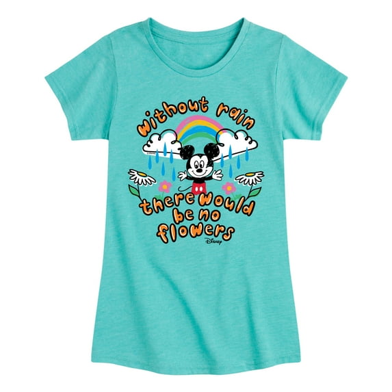 Disney - Mickey Mouse - Without Rain, No Flowers - Toddler & Youth Girls Short Sleeve Graphic T-Shirt