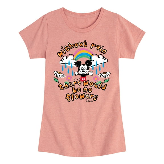 Disney - Mickey Mouse - Without Rain, No Flowers - Toddler & Youth Girls Short Sleeve Graphic T-Shirt