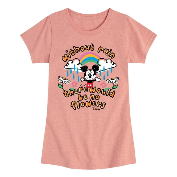 Disney - Mickey Mouse - Without Rain, No Flowers - Toddler & Youth Girls Short Sleeve Graphic T-Shirt