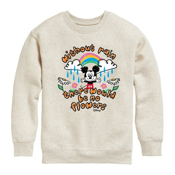 Disney - Mickey Mouse - Without Rain, No Flowers - Youth Crewneck Fleece Sweatshirt