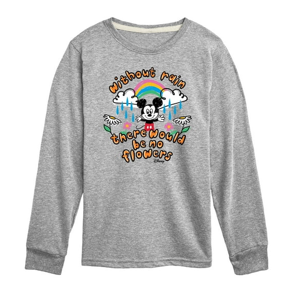 Disney - Mickey Mouse - Without Rain, No Flowers - Youth Long Sleeve Graphic T-Shirt