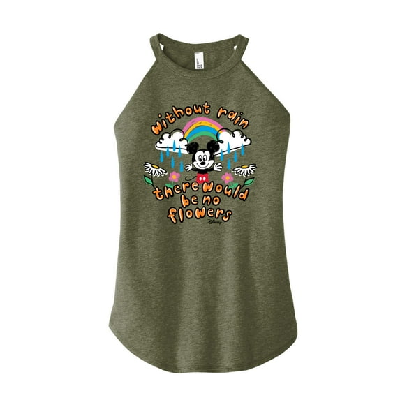 Disney - Mickey Mouse - Without Rain There Would Be No Flowers - Juniors High Neck Tank Top
