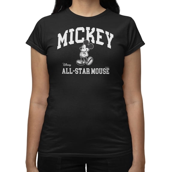 Disney Mickey Mouse Women's All Star Mouse T-Shirt (Black, S-XXL)