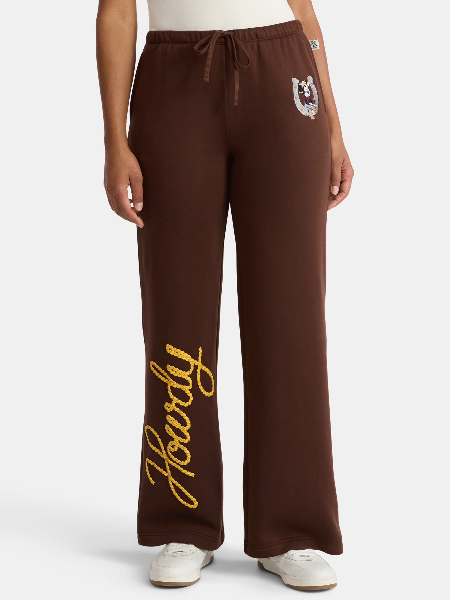 Disney Mickey Mouse Women's Graphic Wide Leg Jogger Pants, Sizes XXS-XXL