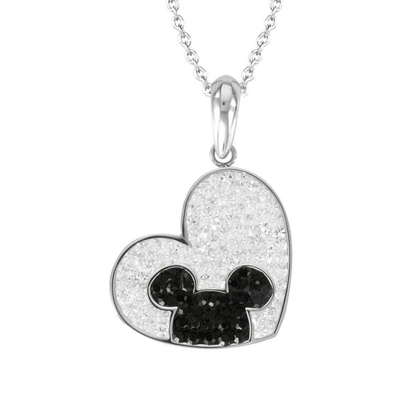 Disney Mickey Mouse Women's Stainless Steel Crystal Heart Necklace