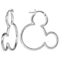 thumbnail image 1 of Disney Mickey Mouse Women's Sterling Silver Mickey Head Hoop Earrings, 1 of 6