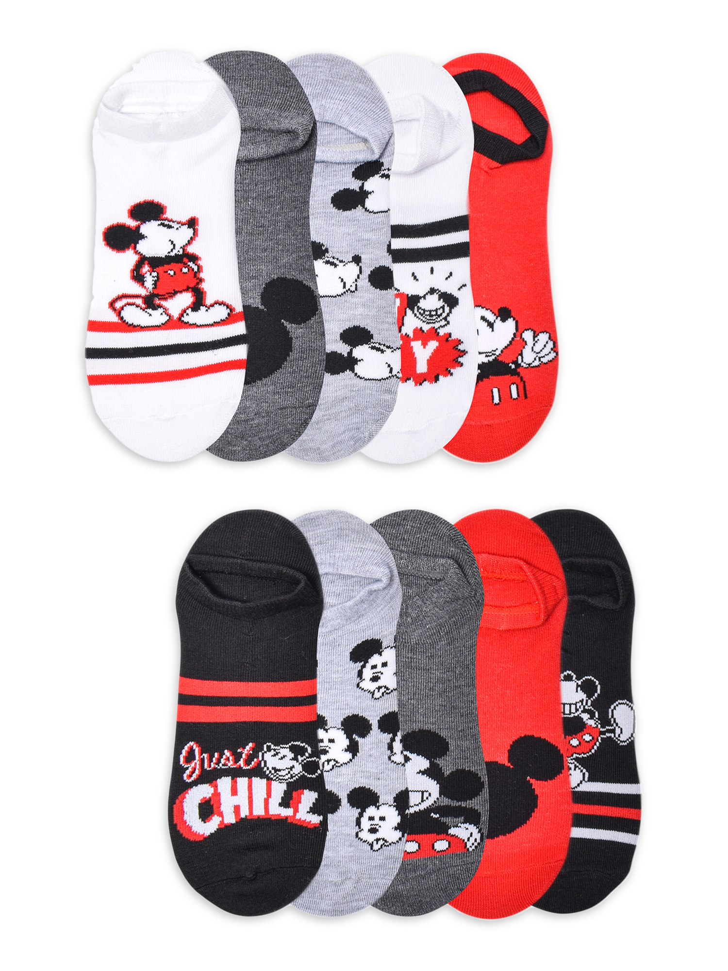 Disney Mickey Mouse Womens Graphic Super No Show Socks, 10-Pack, Sizes 4-10 - image 1 of 5