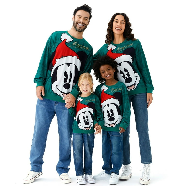 Disney Mickey Mouse Womens Sweatshirts Christmas Green Graphic