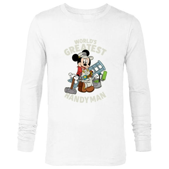 Disney Mickey Mouse "World's Greatest Handyman" - Long Sleeve T-Shirt for Men - Customized-White