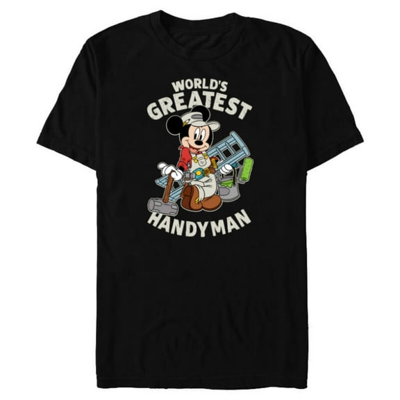 Disney Mickey Mouse "World's Greatest Handyman" - Short Sleeve Blended T-Shirt for Adults - Customized-Black