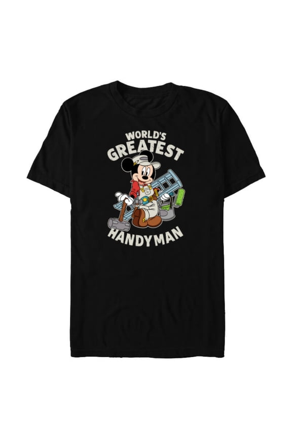 Mickey Mouse "World's Greatest Handyman" - Short Sleeve Blended T-Shirt for Adults - Customized-Black