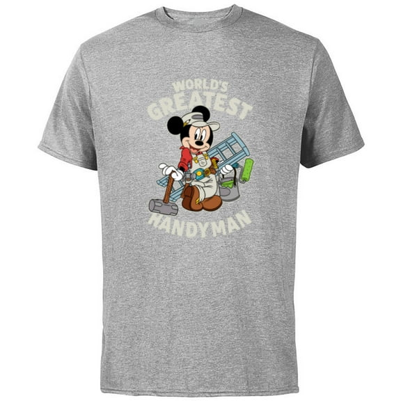 Disney Mickey Mouse "World's Greatest Handyman" - Short Sleeve Cotton T-Shirt for Adults - Customized-Athletic Heather