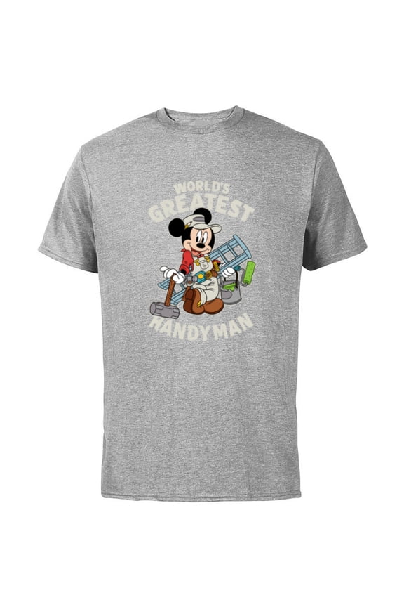 Mickey Mouse "World's Greatest Handyman" - Short Sleeve Cotton T-Shirt for Adults - Customized-Athletic Heather