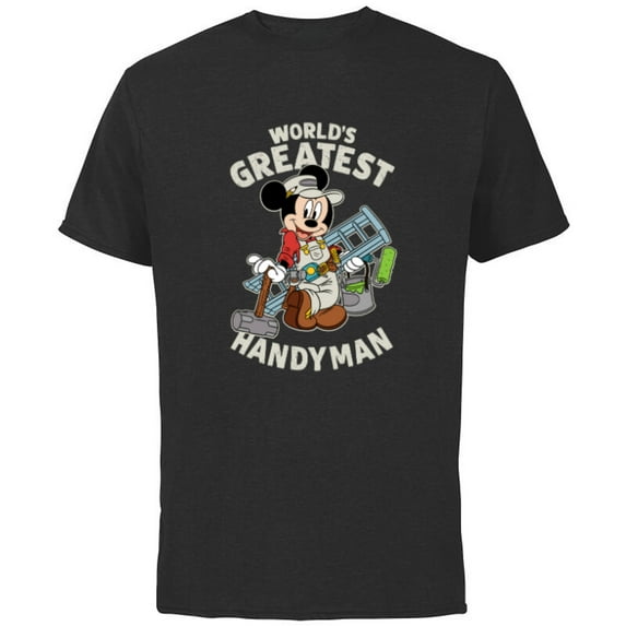 Disney Mickey Mouse "World's Greatest Handyman" - Short Sleeve Cotton T-Shirt for Adults - Customized-Black