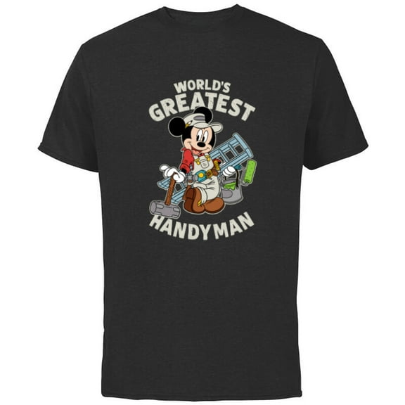Disney Mickey Mouse "World's Greatest Handyman" - Short Sleeve Cotton T-Shirt for Adults - Customized-Black