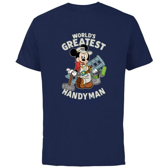 Disney Mickey Mouse "World's Greatest Handyman" - Short Sleeve Cotton T-Shirt for Adults - Customized-Navy