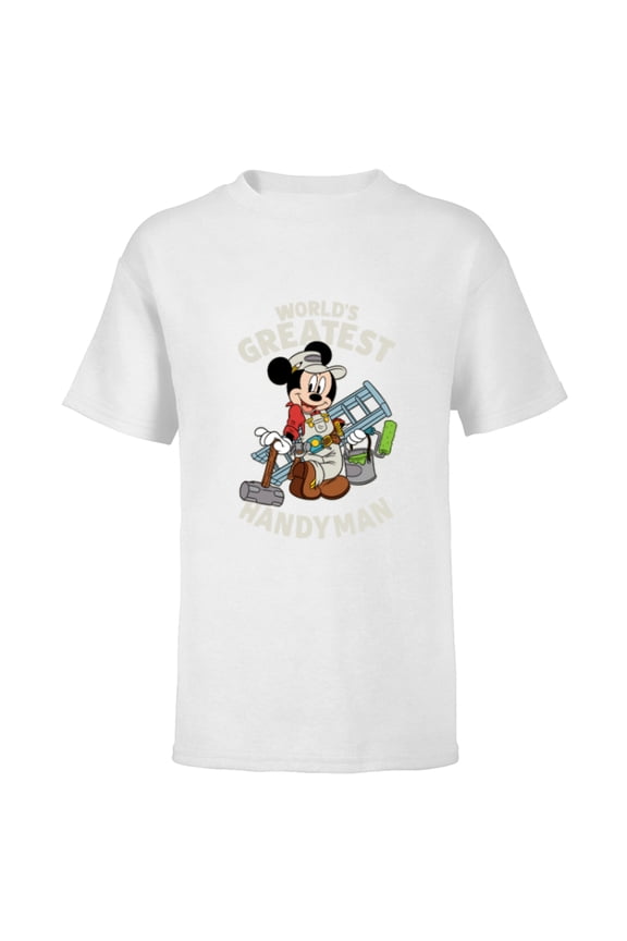 Mickey Mouse "World's Greatest Handyman" - Short Sleeve T-Shirt for Kids - Customized-White