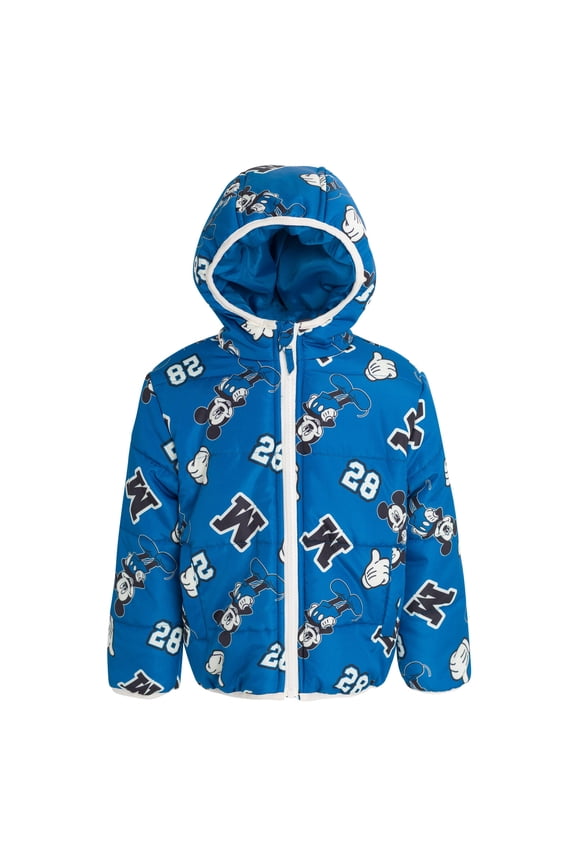 Mickey Mouse Zip Up Winter Coat Puffer Jacket Toddler to Little Kid