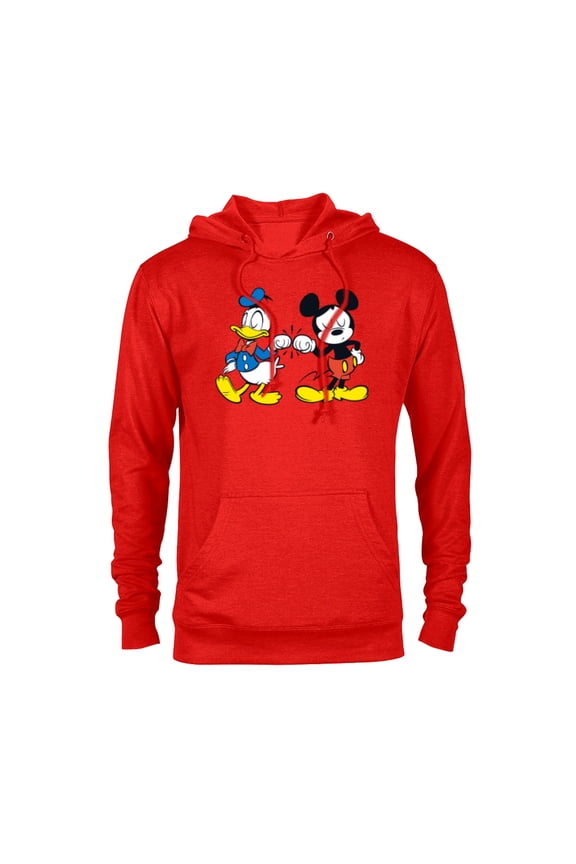 Mickey Mouse and Donald Duck Best Friends - Pullover Hoodie for Adults -Customized-Red Heather