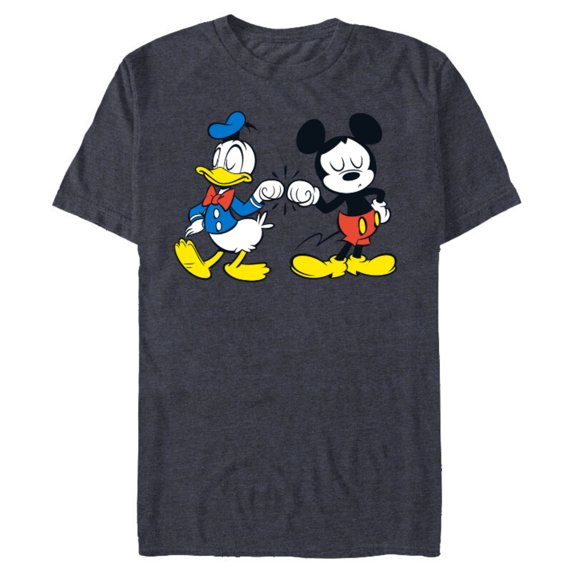 Disney Mickey Mouse and Donald Duck Best Friends - Short Sleeve Blended T-Shirt for Adults -Customized-Navy Heather