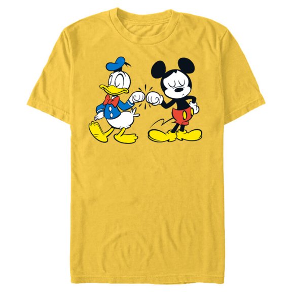 Disney Mickey Mouse and Donald Duck Best Friends - Short Sleeve Blended T-Shirt for Adults -Customized-Yellow
