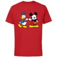 thumbnail image 1 of Disney Mickey Mouse and Donald Duck Best Friends - Short Sleeve Cotton T-Shirt for Adults -Customized-Red, 1 of 5