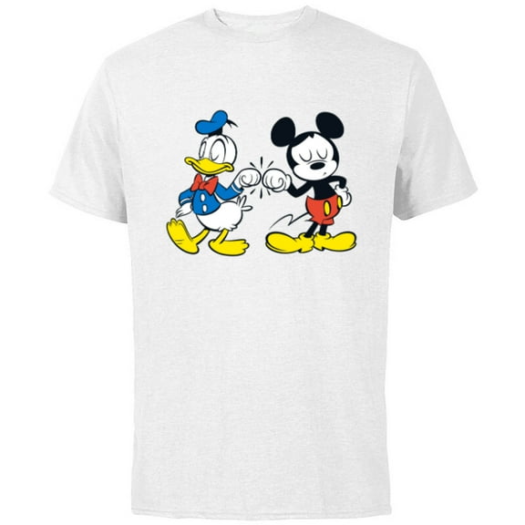 Disney Mickey Mouse and Donald Duck Best Friends - Short Sleeve Cotton T-Shirt for Adults -Customized-White