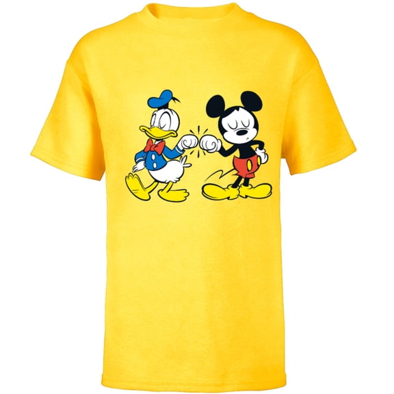 Disney Mickey Mouse and Donald Duck Best Friends - Short Sleeve T-Shirt for Kids -Customized-Yellow