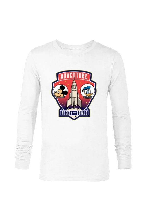 Mickey Mouse and Donald Duck Space Adventure - Long Sleeve T-Shirt for Men - Customized-White