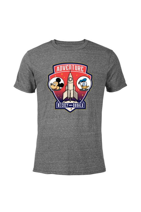 Mickey Mouse and Donald Duck Space Adventure - Short Sleeve Blended T-Shirt for Adults - Customized-Dark Heather