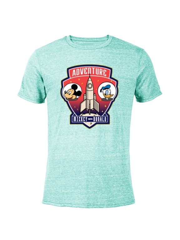 Mickey Mouse and Donald Duck Space Adventure - Short Sleeve Blended T-Shirt for Adults - Customized-Ocean Blue