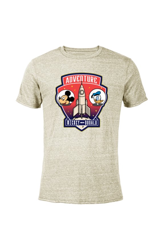 Mickey Mouse and Donald Duck Space Adventure - Short Sleeve Blended T-Shirt for Adults - Customized-Yellow