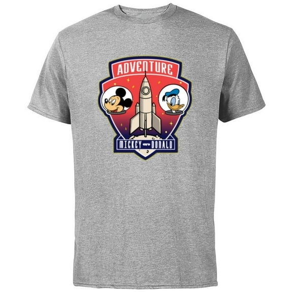 Disney Mickey Mouse and Donald Duck Space Adventure - Short Sleeve Cotton T-Shirt for Adults - Customized-Athletic Heather