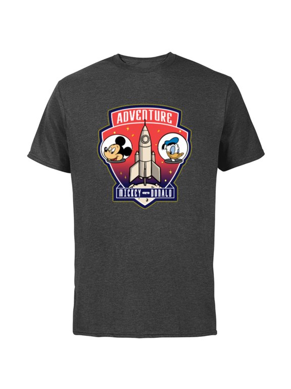 Mickey Mouse and Donald Duck Space Adventure - Short Sleeve Cotton T-Shirt for Adults - Customized-Charcoal