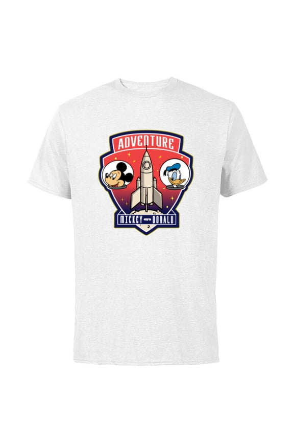 Mickey Mouse and Donald Duck Space Adventure - Short Sleeve Cotton T-Shirt for Adults - Customized-White