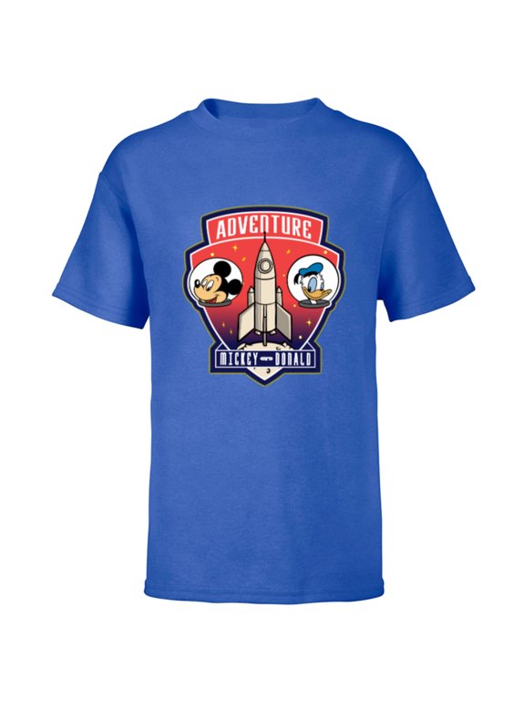 Mickey Mouse and Donald Duck Space Adventure - Short Sleeve T-Shirt for Kids - Customized-Royal