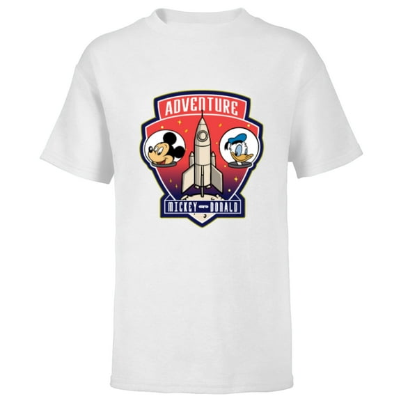 Disney Mickey Mouse and Donald Duck Space Adventure - Short Sleeve T-Shirt for Kids - Customized-White