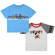 Disney Mickey Mouse and Friends Boys Embroidered 2-Pack Short Sleeve T-Shirt Bundle Set for Kids (Size 4-3T)