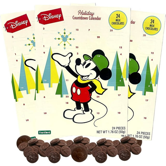 Disney Mickey Mouse and Friends Chocolate Advent Calendars for Christmas 2022 with 24 Milk