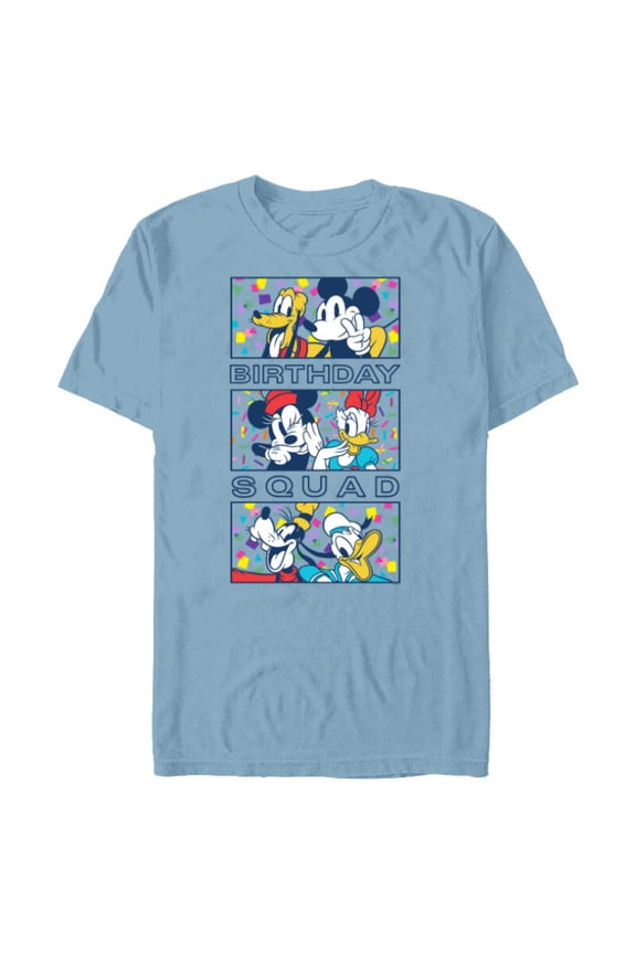 Mickey Mouse and Friends Confetti Crew Birthday Squad - Short Sleeve Blended T-Shirt for Adults - Customized-Ocean Blue