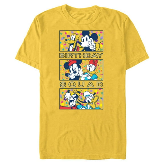 Disney Mickey Mouse and Friends Confetti Crew Birthday Squad - Short Sleeve Blended T-Shirt for Adults - Customized-Yellow